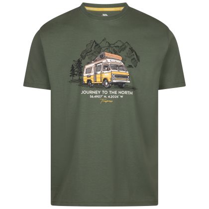 Mens Short Sleeve T-Shirt Tokso In Green Willow, Front view on mannequin