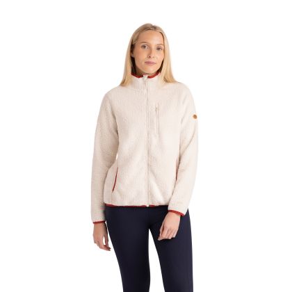 Womens Full Zip Fleece Tourley in Soft Stone, Front view on mannequin