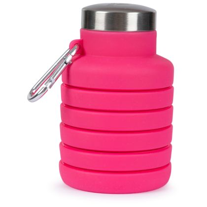 Folded Silicone Bottle With Caribiner Vavo in Pink