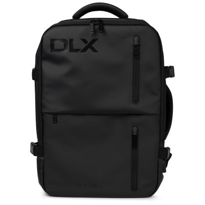 Expandable Travel Rucksack Volmos in Black, Front view