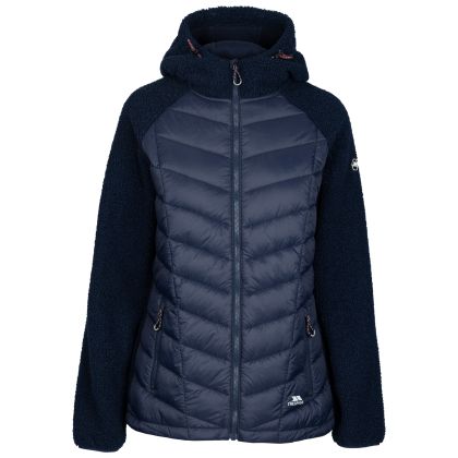 Trespass Womens Hybrid Jacket Wando in Navy, Front view on mannequin