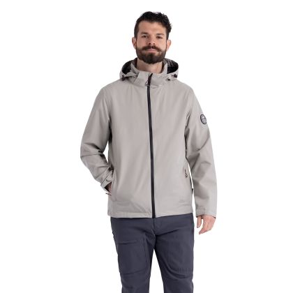 Mens Packaway Hood Waterproof Jacket Westford in Greystone