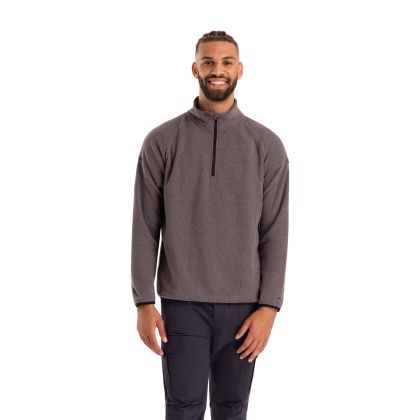Mens 1/2 Zip Fleece Wetherill in Mid Grey, Front view on mannequin
