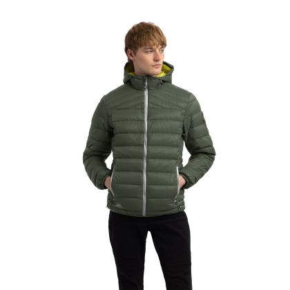 Trespass Men's Down Jacket Whitman II in IVY, Front view on mannequin