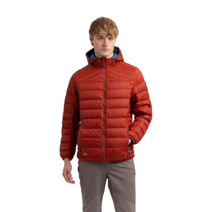 Trespass Men's Down Jacket Whitman II in Salsa, Front view on mannequin