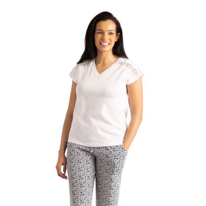 Womens V-Neck T-Shirt Willa in White