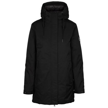 Womens Waterproof Jacket Wilma in Black, Front view on mannequin