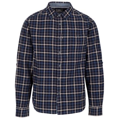 Trespass Men's Casual Cotton Shirt Withnell in BLUE CHECK, Front view on mannequin
