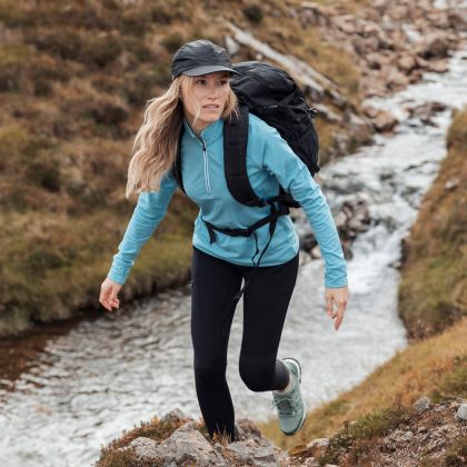 DLX Womens Active Top Gisela in Blue Jade, Front view on mannequin