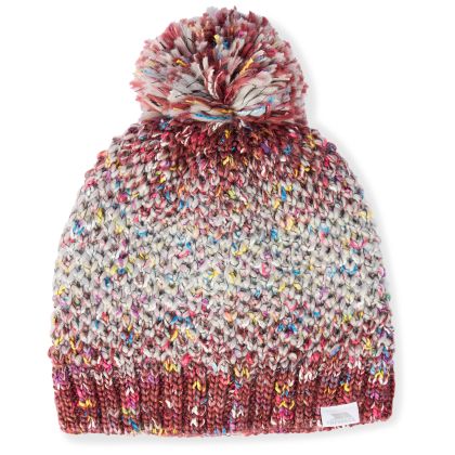 Adults  Knitted Beanie Zabella in DARK CHERRY, Hat at angled view