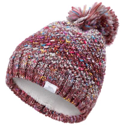 Adults  Knitted Beanie Zabella in DARK CHERRY, Hat at angled view