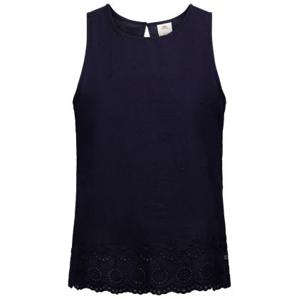 Womens Casual Sleeveless Top Zadie In Navy, Front view on mannequin