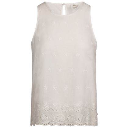 Womens Casual Sleeveless Top Zadie In White, Front view on mannequin