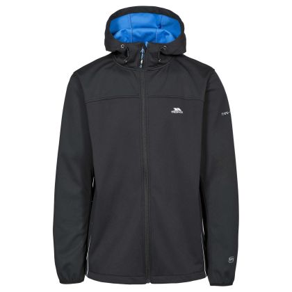 Zeek Men's Softshell Jacket in Black, Front view on mannequin