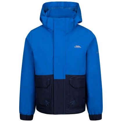 Boys Waterproof Jacket Zeppe in Blue, Front view on mannequin