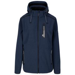 Trespass Men's Softshell Jacket TP75 Anak in Navy Marl, Front view on mannequin
