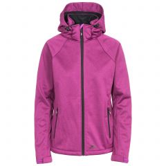 Trespass Womens Softshell Jacket Windproof Angela in Purple, Front view on mannequin