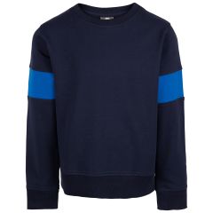 Trespass Boys Long Sleeve Top Antro in Navy, Front view on mannequin