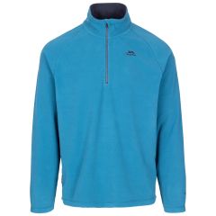 Trespass Men's 1/2 Zip Microfleece in Bondi Blue Blackford, Front view on mannequin
