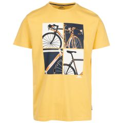 Mens Casual Printed T-Shirt Chowder in PALE MAIZE, Front view on mannequin