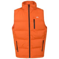 Trespass Mens Padded Gilet in Orange Clasp, Front view on mannequin