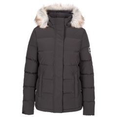 Women's DLX Down Jacket Composed in BLACK, Front view on mannequin