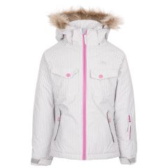 Girl's Ski Jacket TP50 Denia in PLATINUM PRINT, Front view on mannequin