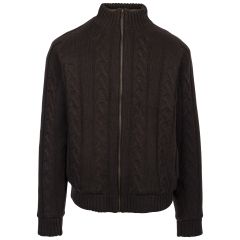 Trespass Mens Casual Knitted Jacket Dipton in Dark Grey, Front view on mannequin