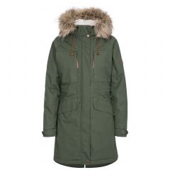 Faithful Women's Waterproof Parka Jacket in Green, Front view on mannequin