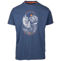 Mens Casual T-Shirt Flagel in INDIGO BLUE MARL, Front view on mannequin