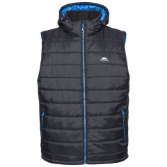 Franklyn Men's Hooded Gilet in Black, Front view on mannequin