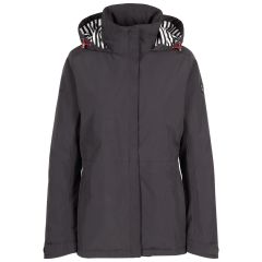 Trespass Women's Waterproof Jacket TP75 Frosty in BLACK, Front view on mannequin