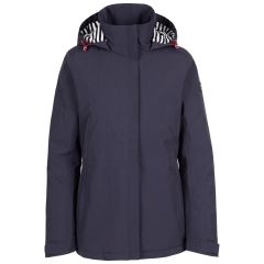 Trespass Women's Waterproof Jacket TP75 Frosty in NAVY, Front view on mannequin