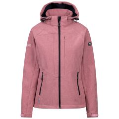 Womens Softshell Jacket Fryatt in Light Mulberry Marl, Front view on mannequin