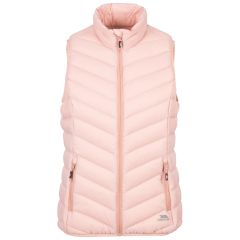 Trespass Womens Down Gilet Giana in MISTY ROSE, Front view on mannequin