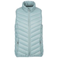 Trespass Womens Down Gilet Giana in Teal mist, Front view on mannequin
