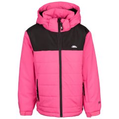 Trespass Kids Ski Jacket Halston in Soft Pink, Front view on mannequin