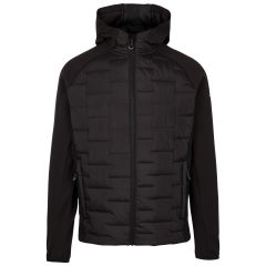 Trespass Mens Hybrid Jacket Heber in Black, Front view on mannequin