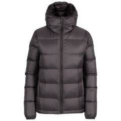 Women's Packaway Down Jacket Humdrum in BLACK, Front view on mannequin