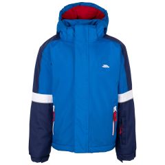 Trespass Boys Ski Jacket Kingsley in Blue, Front view on mannequin