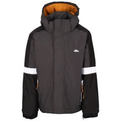 Trespass Boys Ski Coat Kingsley in Dark Grey, Front view on mannequin