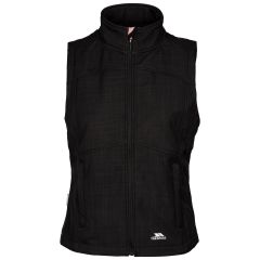 Trespass Womens Lightweight Softshell Gilet Mereb in Black Marl, Front view on mannequin