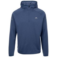 Mens Active 1/4 Zip Hoodie Montgo in Indigo Tone, Front view on mannequin