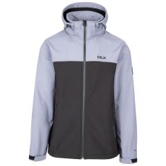 Trespass Men's DLX Softshell Jacket Moyler in Storm Grey, Front view on mannequin