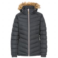 Trespass Womens Padded Jacket Hooded Nadina Black, Front view on mannequin