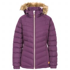Trespass Womens Padded Jacket Hooded Nadina Purple, Front view on mannequin