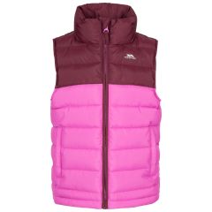 Trespass Kids Gilet Oskar in Fig, Front view on mannequin
