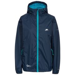 Qikpac Women's Waterproof Packaway Jacket in Navy, Front view on mannequin