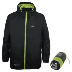 Trespass Adults Waterproof Packaway Jacket in Black Qikpac