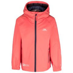 Kids Waterproof Packaway Jacket Qikpac In Peach Blush, Front view on mannequin